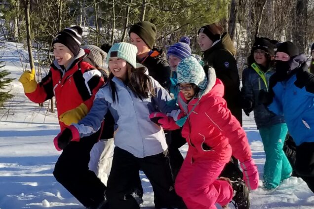 Students playing winter games at Wolf Ridge