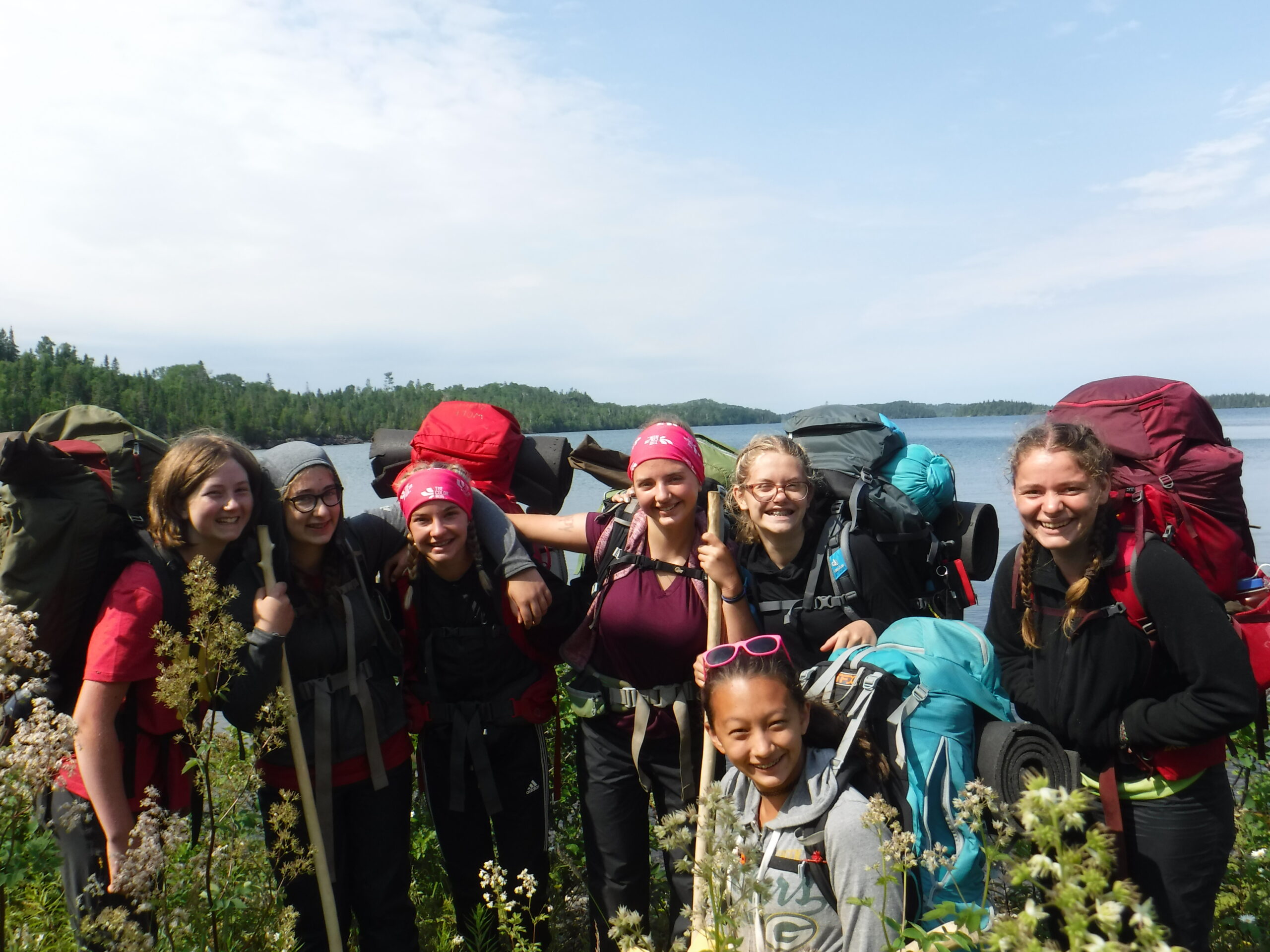 Young students backpacking at Wolf Ridge