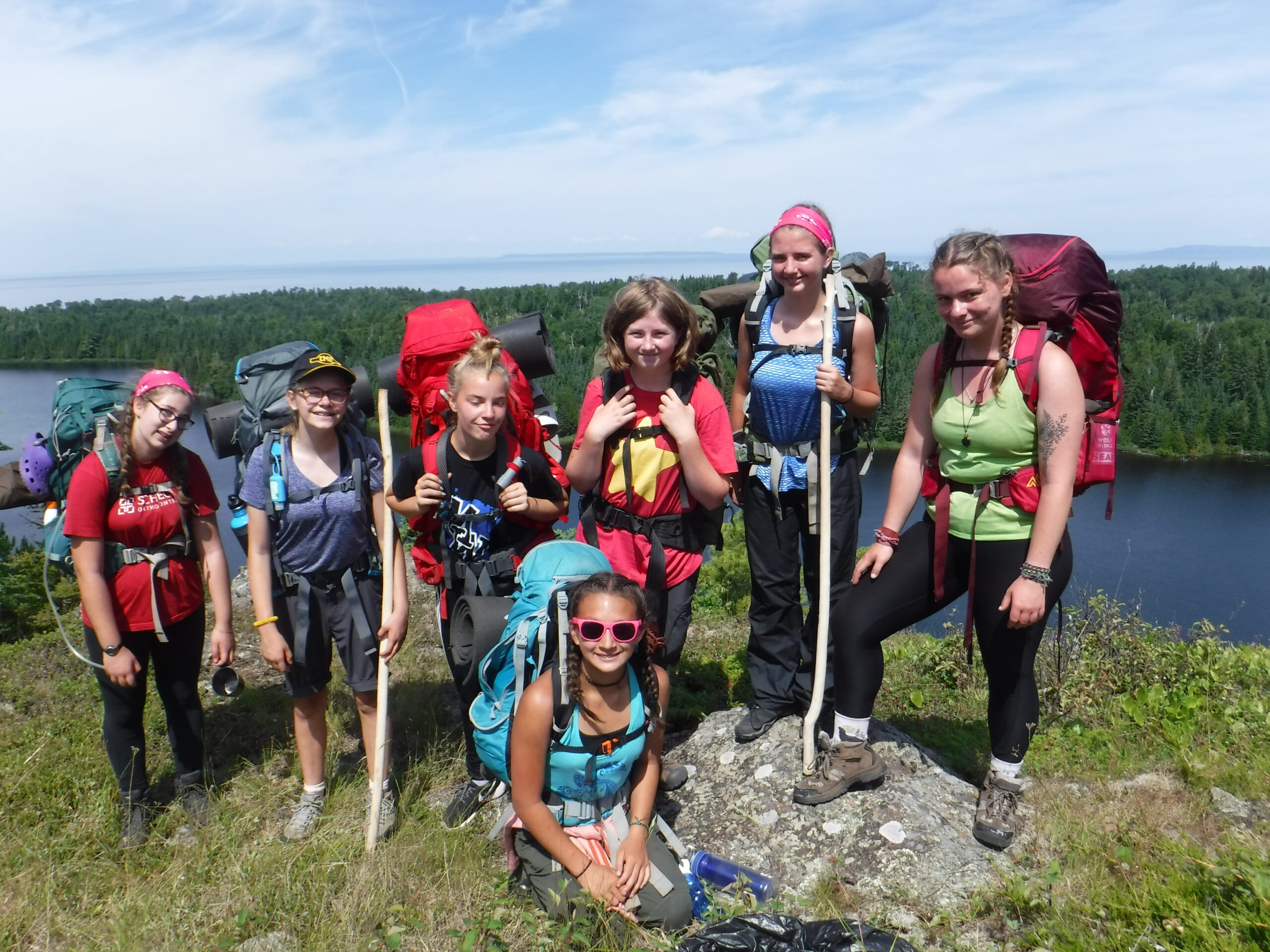 Young students backpacking at Wolf Ridge